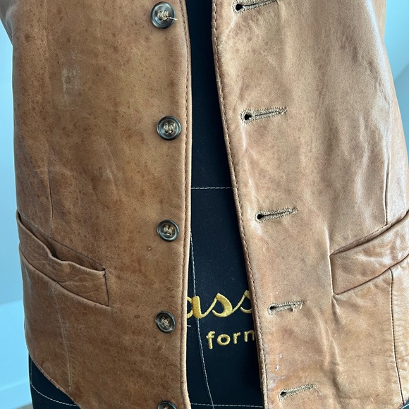 Brown Beau Geste Leather Vest M - Picture 2 of 5